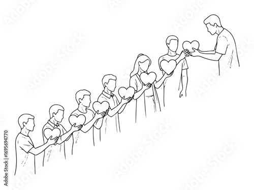 charity donation concept people sharing love hearts vector