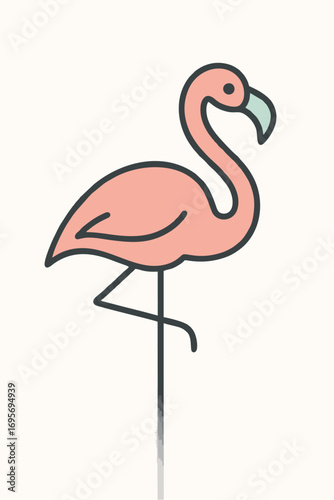 flamingo on white