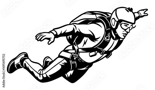 skydiver in freefall extreme sport vector illustration
