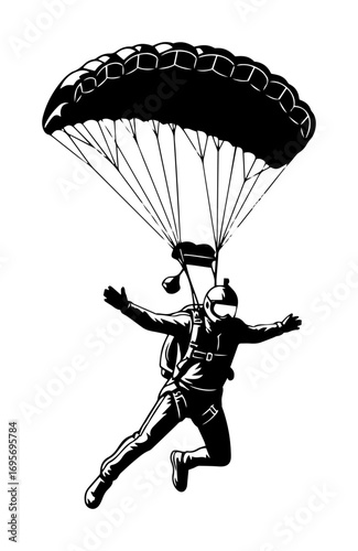 parachutist skydiver with open parachute vector illustration