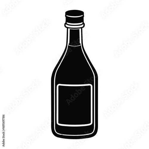 a bottle of wine is shown in a black and white illustration