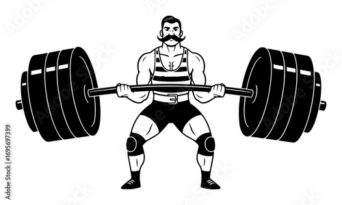 strongman lifting barbell vintage circus style