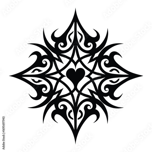 tribal tattoo design with heart and star