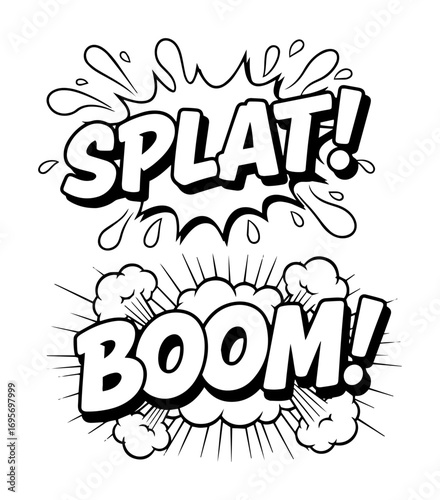 comic book sound effects splat and boom vector