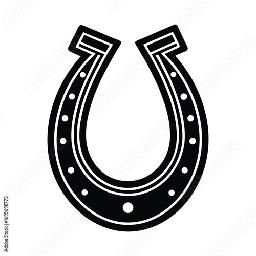 a black and white horseshoe icon