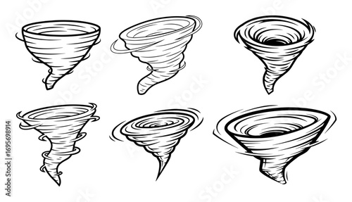 tornado cyclone set hand drawn vector