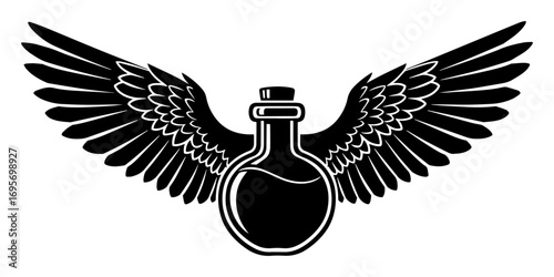 winged potion bottle fantasy vector illustration
