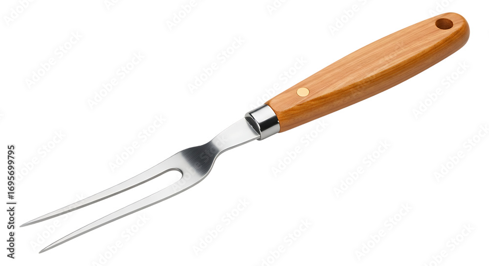 Fototapeta premium Carving Fork With Wooden Handle isolated on a transparent background