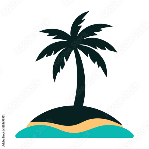 tropical island palm tree icon vector illustration