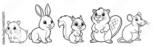 cartoon small animals group vector illustration