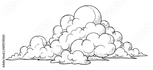 hand drawn vintage style clouds landscape sketch vector