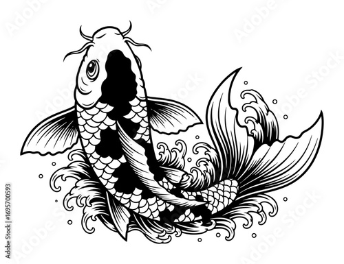 japanese koi fish carp tattoo vector illustration