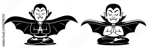 meditating cartoon vampire dracula character