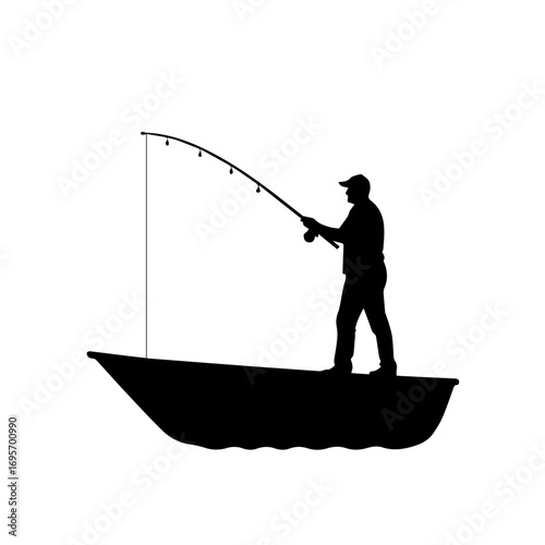 fisherman on the boat, silhouette, boat, vector, illustration, water, fishing, sea, black, fish, sport, fisherman, cartoon, people, helicopter, ship, art, airplane, ocean, business, air, nature, lake,