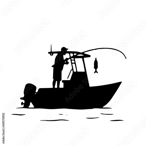 fisherman on the boat, silhouette, boat, vector, illustration, water, fishing, sea, black, fish, sport, fisherman, cartoon, people, helicopter, ship, art, airplane, ocean, business, air, nature, lake,