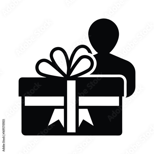 Person receiving a wrapped gift box with ribbon and bow celebrating special occasion or surprise present