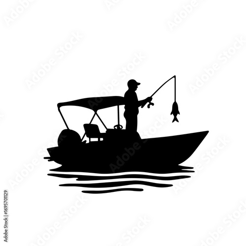 fisherman on the boat, silhouette, boat, vector, illustration, water, fishing, sea, black, fish, sport, fisherman, cartoon, people, helicopter, ship, art, airplane, ocean, business, air, nature, lake,