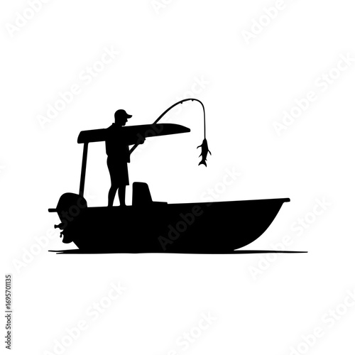 fisherman on the boat, silhouette, boat, vector, illustration, water, fishing, sea, black, fish, sport, fisherman, cartoon, people, helicopter, ship, art, airplane, ocean, business, air, nature, lake,