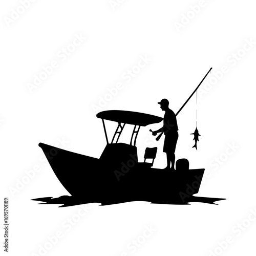fisherman on the boat, silhouette, boat, vector, illustration, water, fishing, sea, black, fish, sport, fisherman, cartoon, people, helicopter, ship, art, airplane, ocean, business, air, nature, lake,