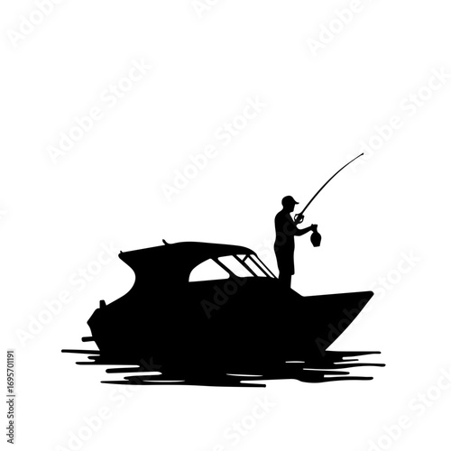 fisherman on the boat, silhouette, boat, vector, illustration, water, fishing, sea, black, fish, sport, fisherman, cartoon, people, helicopter, ship, art, airplane, ocean, business, air, nature, lake,