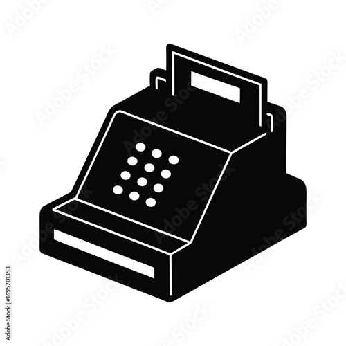 Retro cash register icon symbol of commerce and retail transaction technology
