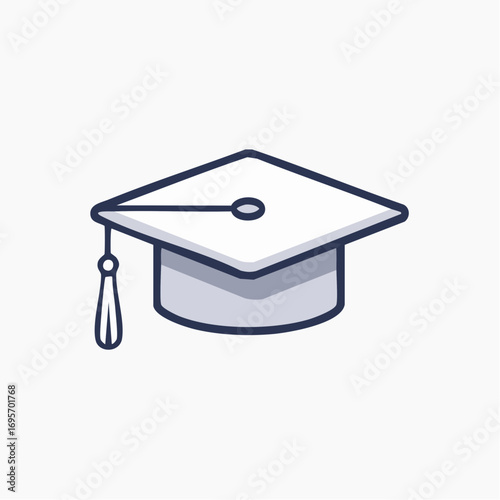 Graduation cap icon representing academic achievement and educational success. Simple mortarboard vector illustration for university and college ceremonies