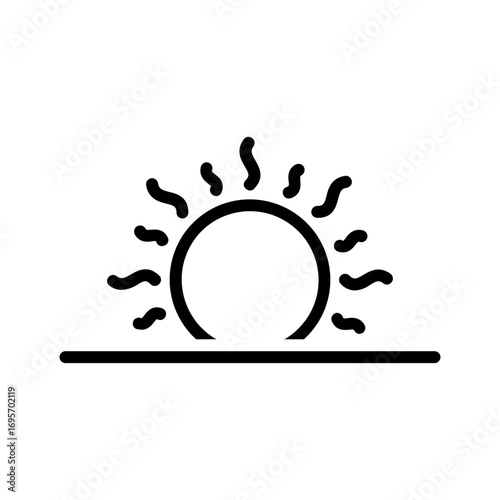 Vector black line icon for Sun