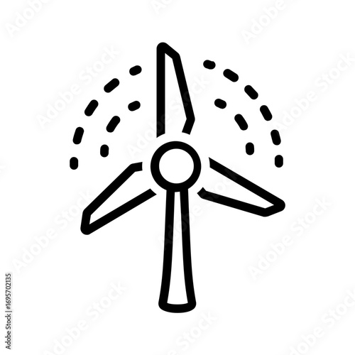 Vector black line icon for Wind turbine
