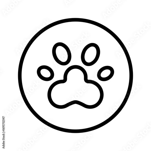 Vector black line icon for Animal paw