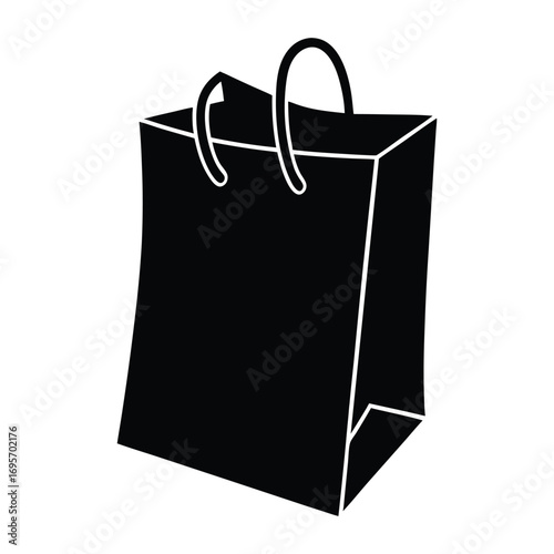 Simple black shopping bag with handles for retail and consumer goods