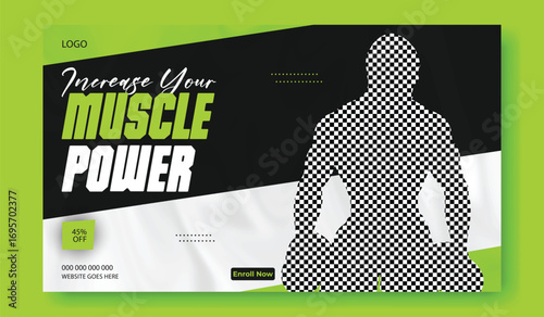 Muscular man with boxing gloves demonstrating strength and power for fitness and gym promotion