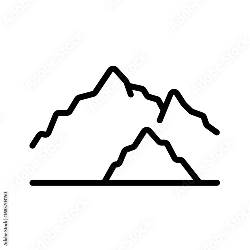 Vector black line icon for  Mountain