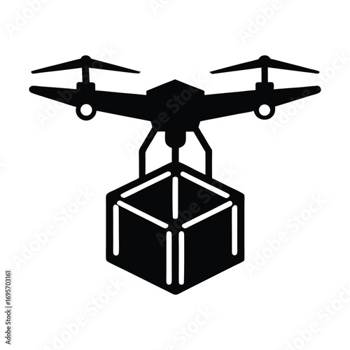 Modern drone delivering package aerial cargo drone technology futuristic delivery system