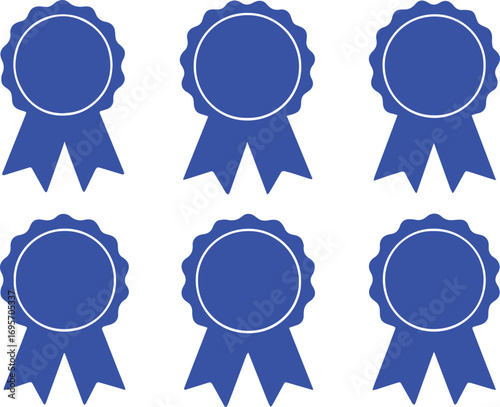 Award Badges with Ribbon Designs top seller and best choice labels in 3x3 Grid on White Background