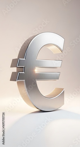 Euro Currency Symbol, Detailed, 3D Render.