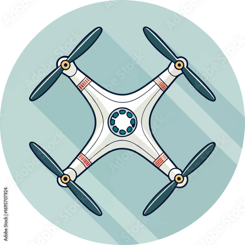 Top View of White Quadcopter Drone with Four Propellers