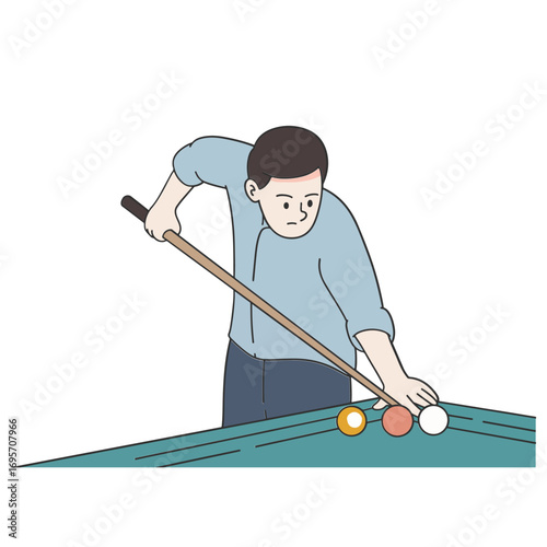 Focused man playing billiard