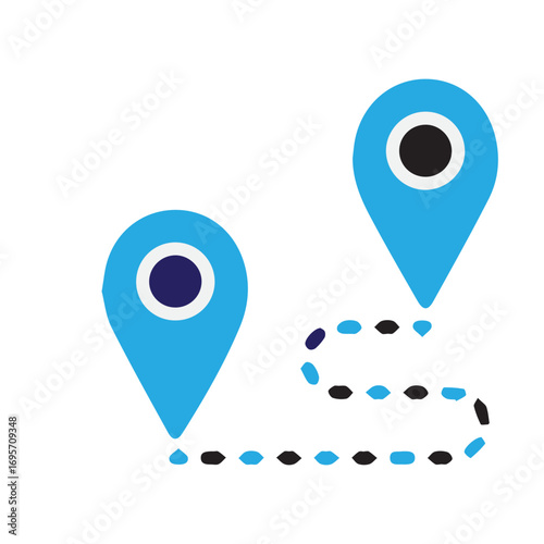 Route Planning Navigating Your Way with GPS Location Pins and a Dotted Line Path