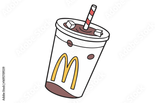 Refreshing Chocolate Drink with Ice Cubes in a Cup