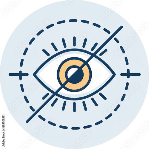 Privacy Protection Icon with Eye and Crossed Circle