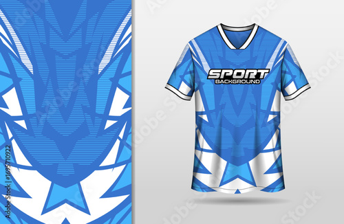 Sport jersey template with abstract blue and white color