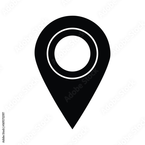 Simple black location pin icon modern design element symbol representing navigation and address
