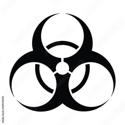 Black biohazard symbol graphic represents danger threat infection hazard biological risk warning sign