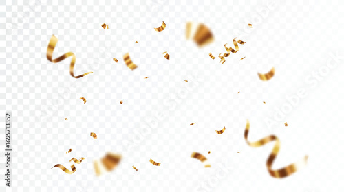 Beautiful falling gold confetti and ribbon backgrounds