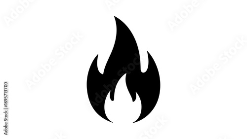 Simple black flame icon silhouette on a white background 1.