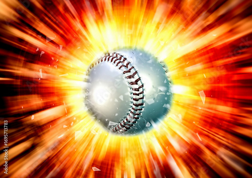 野球ボールが爆発する3dイラスト