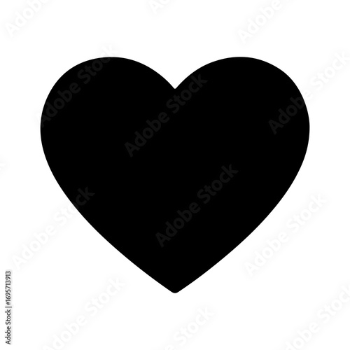 Simple black heart silhouette icon isolated on a white background.