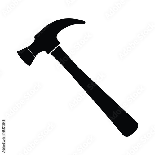 Simple silhouette of a hammer tool for construction and renovation projects