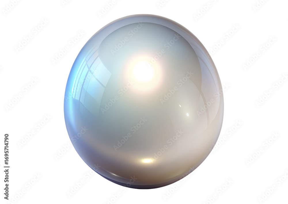Obraz premium 3d illustration of a single, luminous, iridescent pearl isolated on transparent background, symbolizing purity, elegance, and luxury