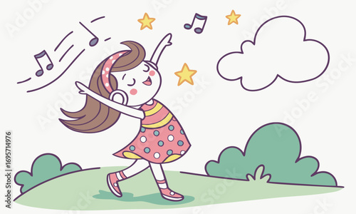 girl dancing in the park with flowers